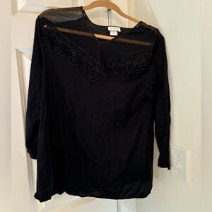 Hanro of Switzerland Cotton & Lace Detail Women's Cotton Top Small